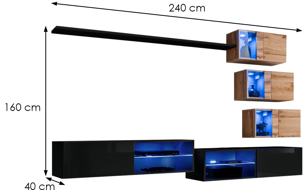 Switch Xxiv Regal X X Cm Crna Visoki Sjaj Natur Wotan Hrast