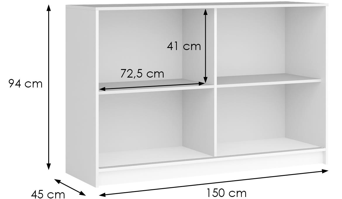 Royal Komoda 2 Vrata 150x45x94 Cm Bela Natur Wotan Hrast Emmezeta