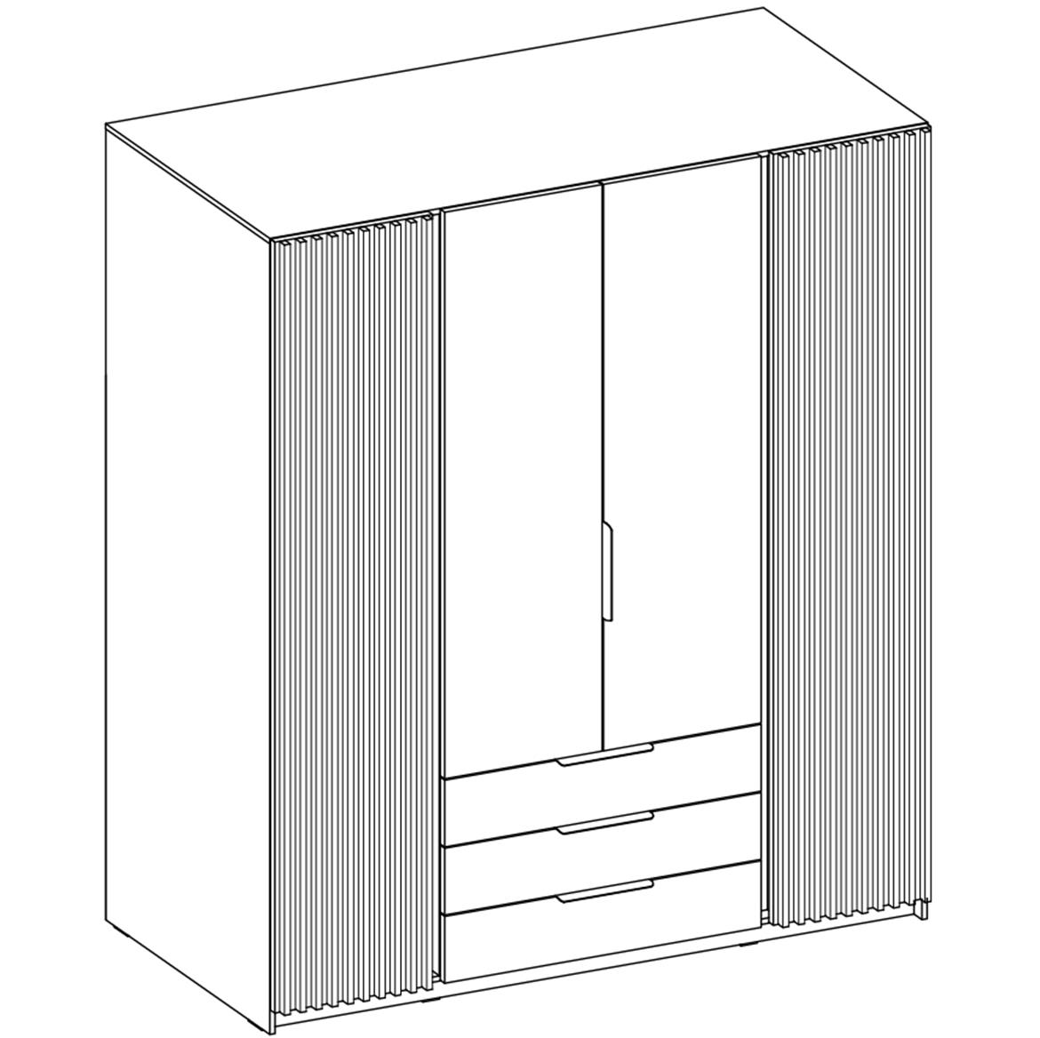 Kaja BL BL EV 2 LAM Ormar 4 Vrata 3 Ladice 200x62x239 Cm Crni Hrast