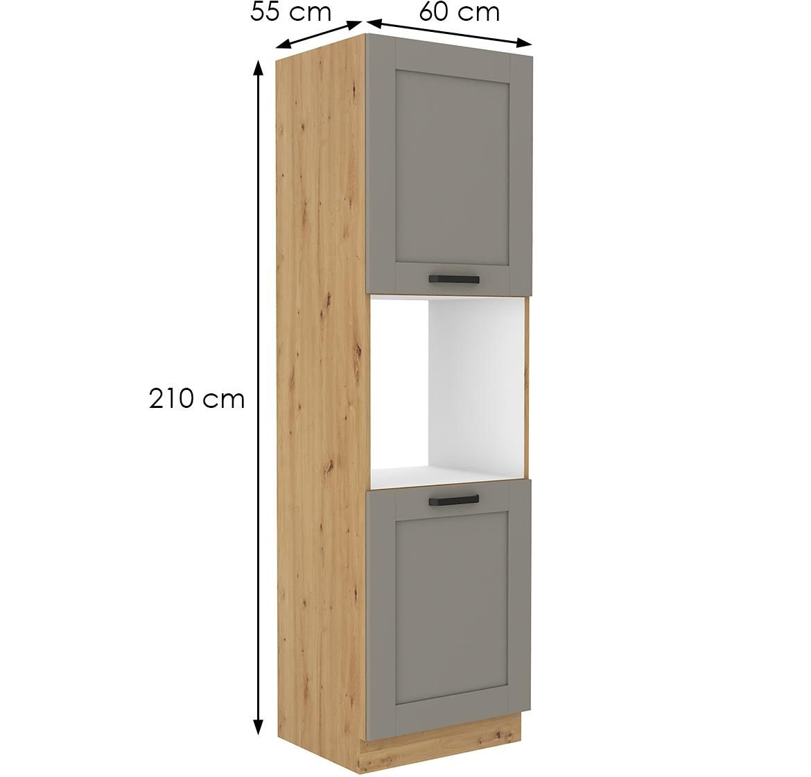 Luna 60DP 210 2F Ormaric Kuhinjski 2 Vrata 60x55x210 Cm Siva Natur