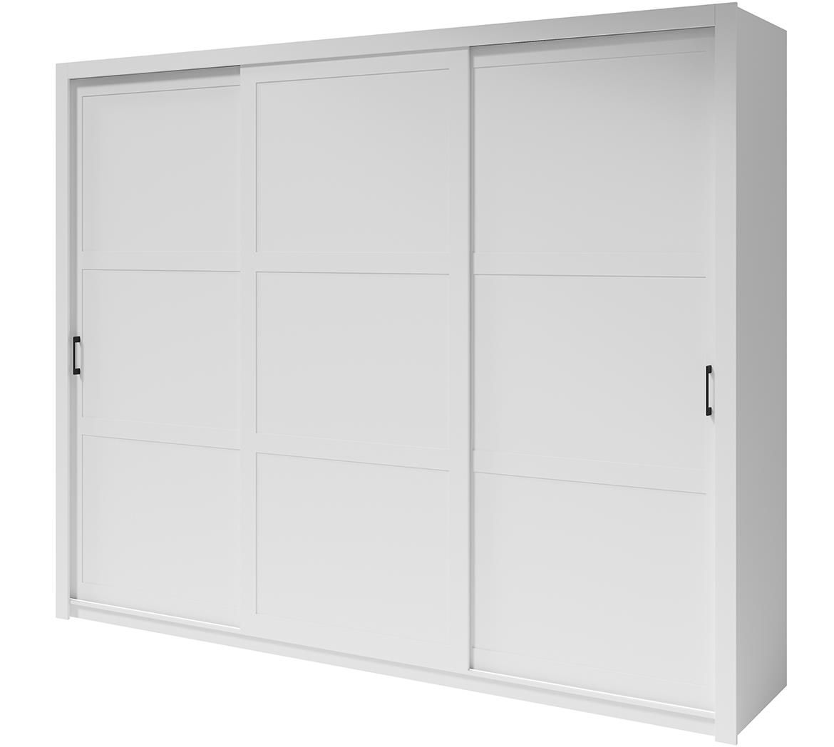 Frama Klizni Ormar 3 Vrata 255x60x206 Cm Beli Crne Ruckice Emmezeta