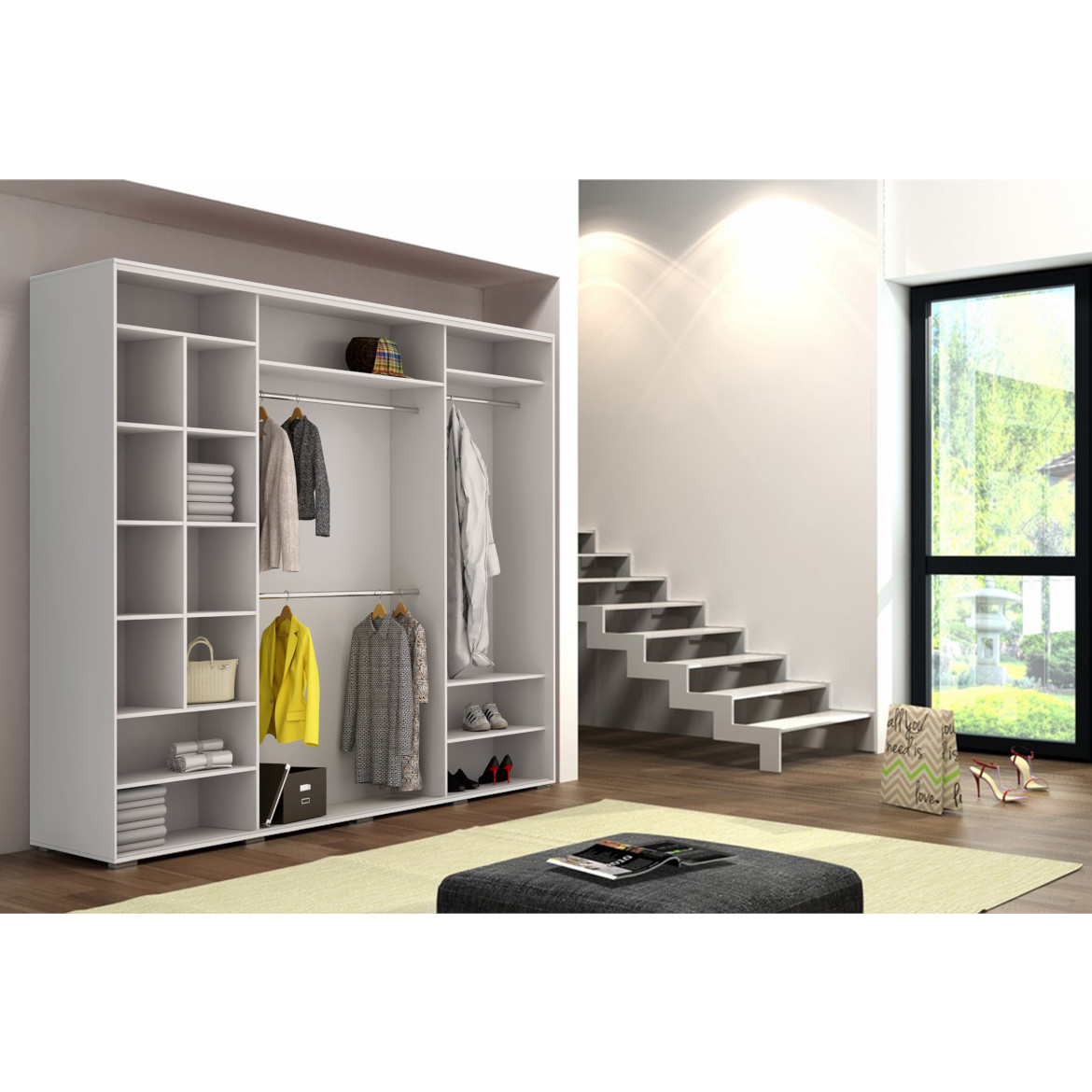 Kalina ormar 3 vrata 250x62x245 cm bela