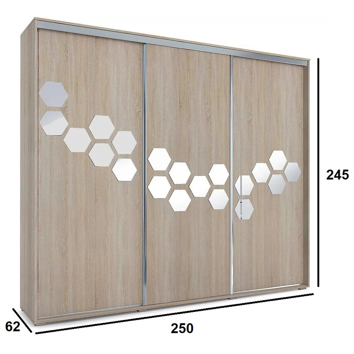 Wanda ormar 3 vrata 250x62x245 cm natur (sonoma hrast)