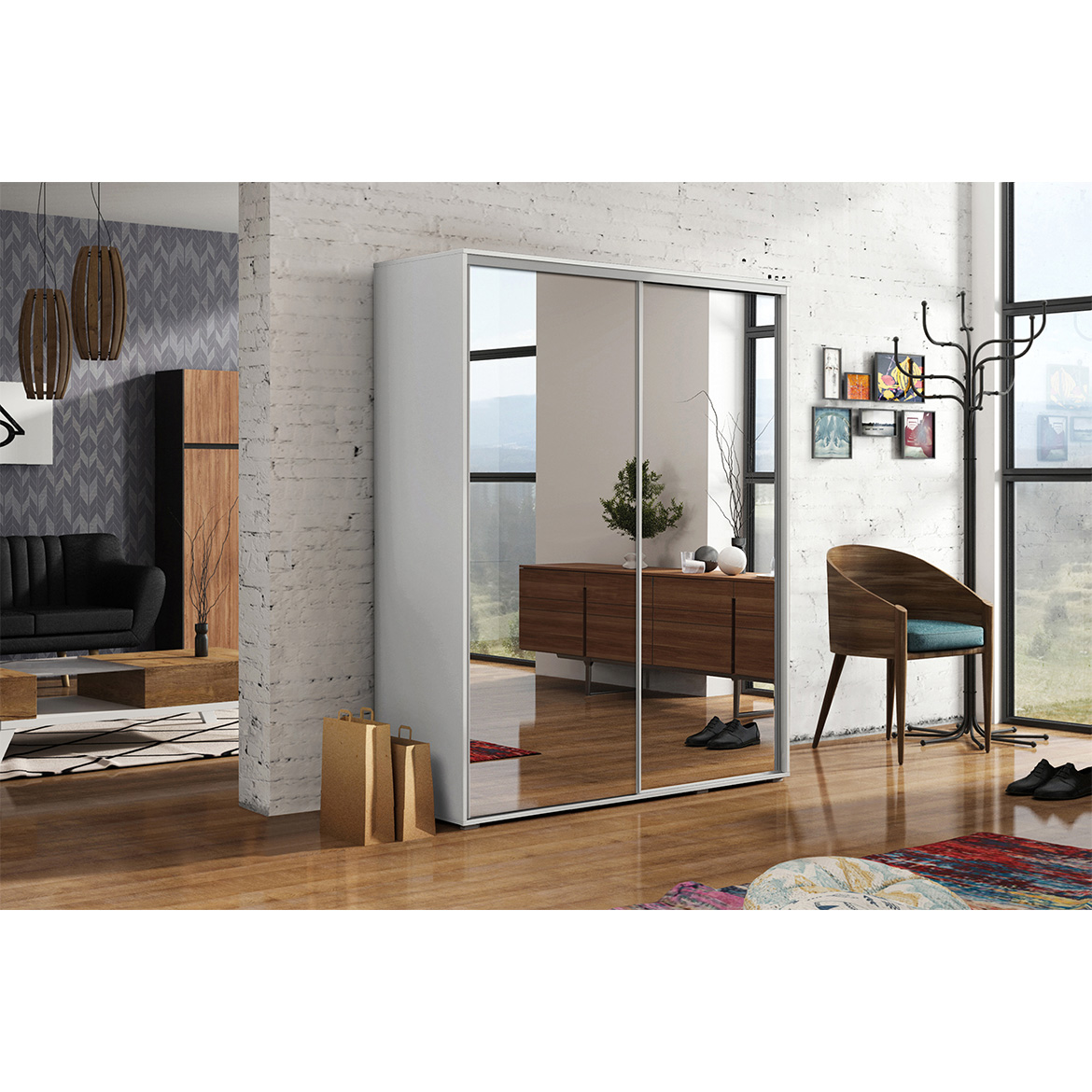 Victoria ormar 2 vrata 150x62x245 cm bijela/ogledala