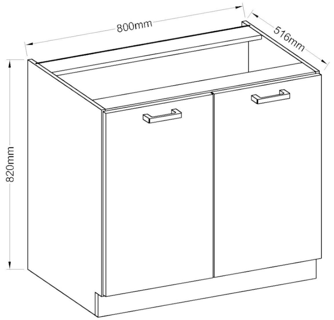 Kuhinjski element Carolina natur 80D 2F BB