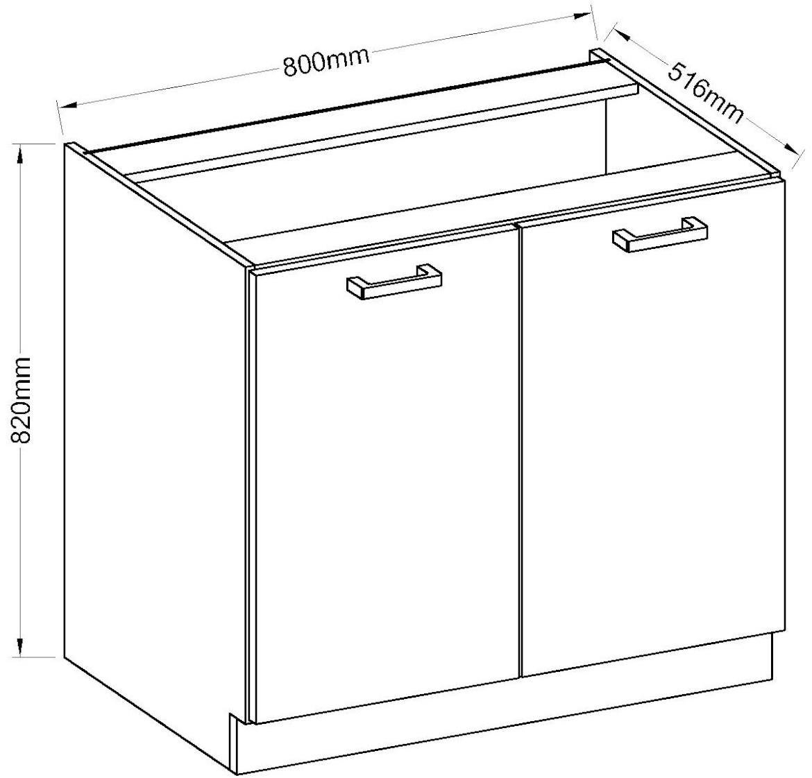 Kuhinjski element Eko bela 80D 2F BB