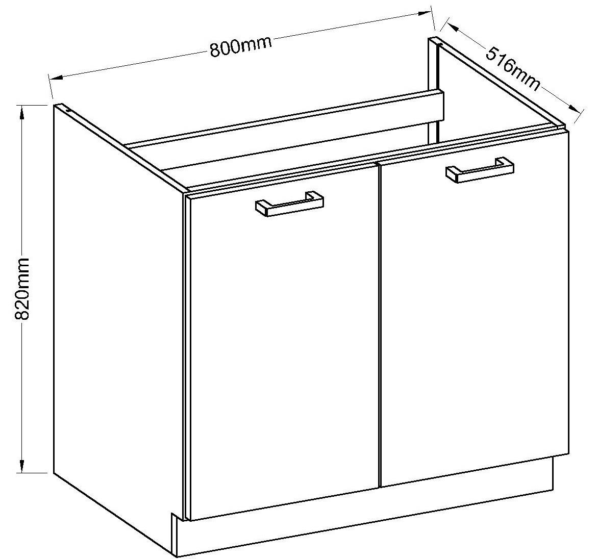 Kuhinjski element Siva 80ZL 2F BB