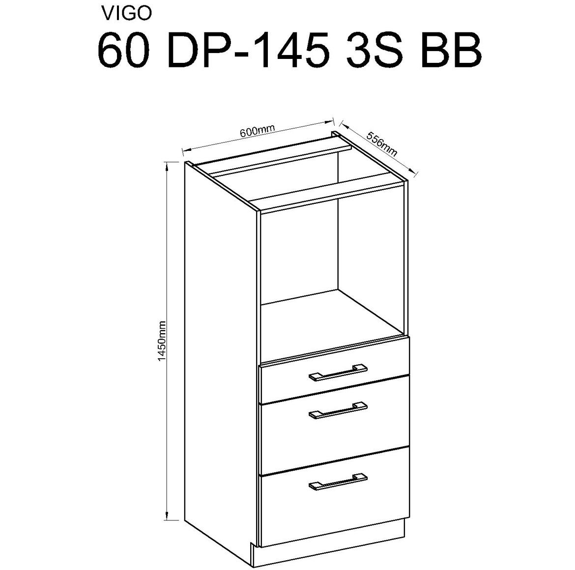 Vigo HG 60dps-145 3s bb povišen ormar za rernu+1fioka+2korpe 60x55x145 bela visoki sjaj