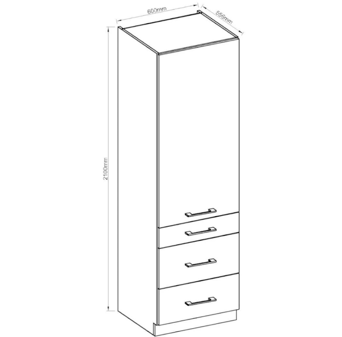 Vigo 60dks-210 3s 1f ormar vrata+1fioka+2korpe 60x55x210 grafit