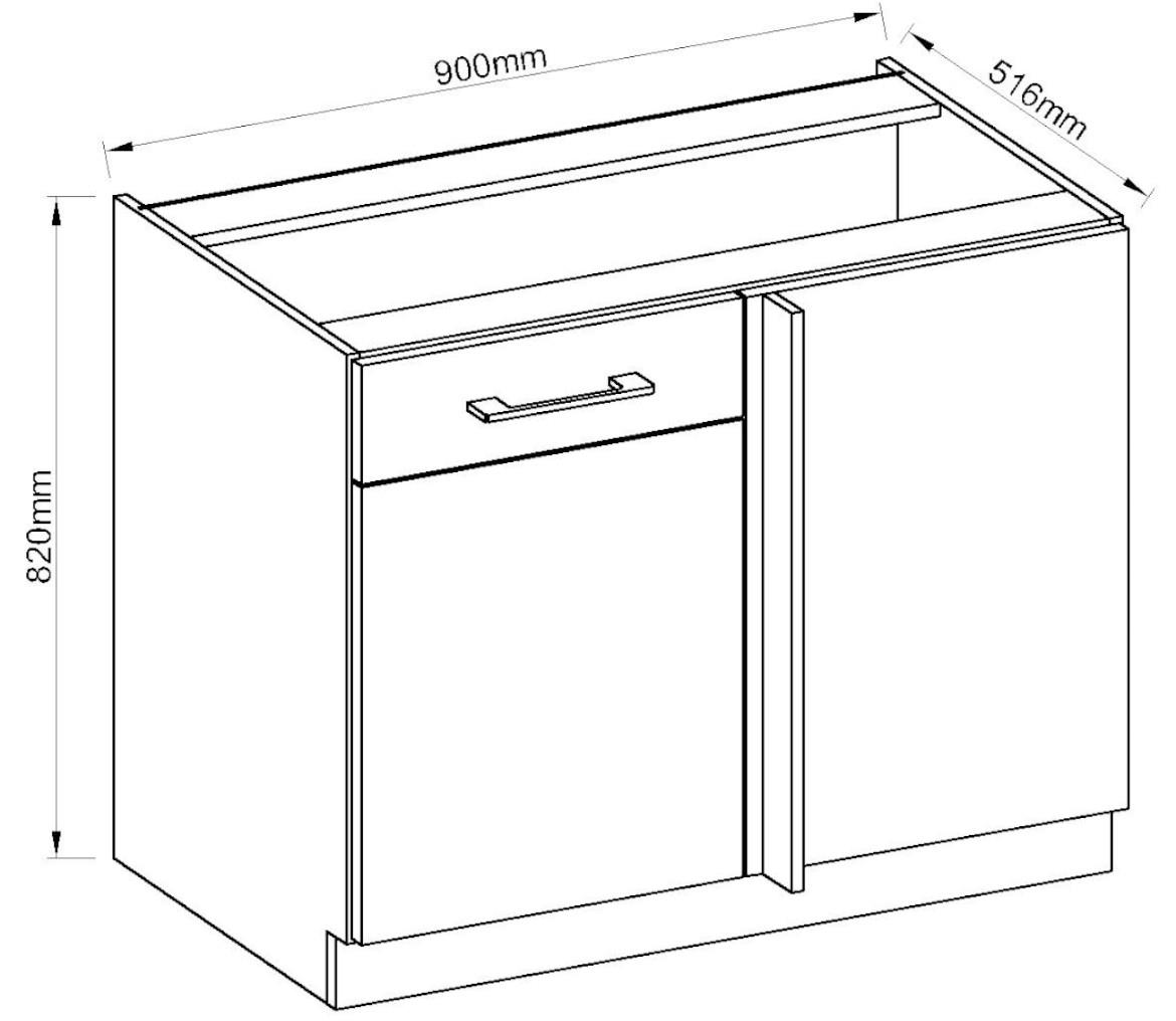 Vigo 105nd 1f bb baza kutna 1 vrata 90(105)x50x82 grafit reverzibilni