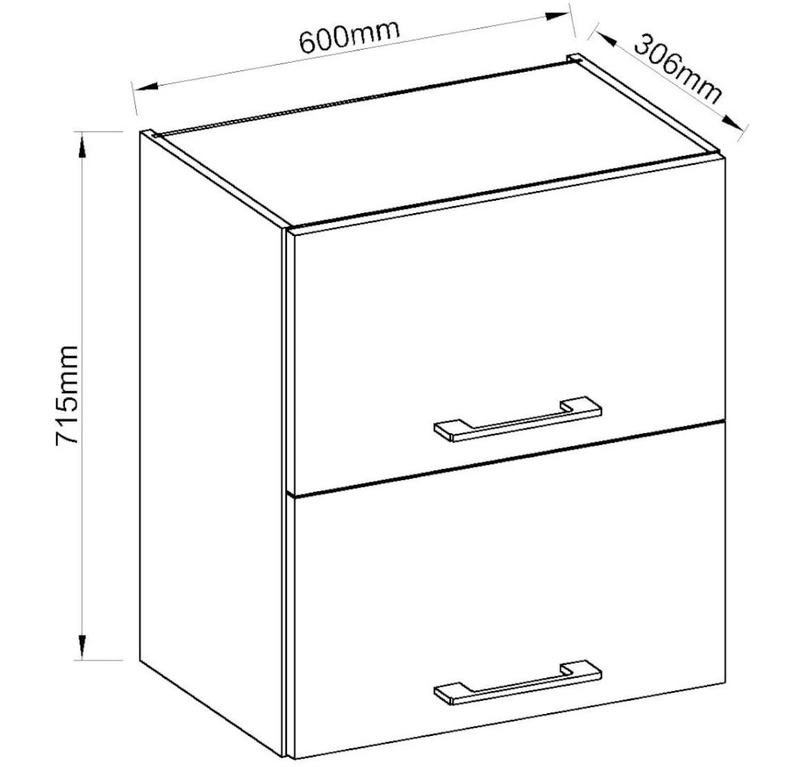 Vigo HG 60gu-72 2f viseći el.2podizna vrata 60x29x72 bela visoki sjaj