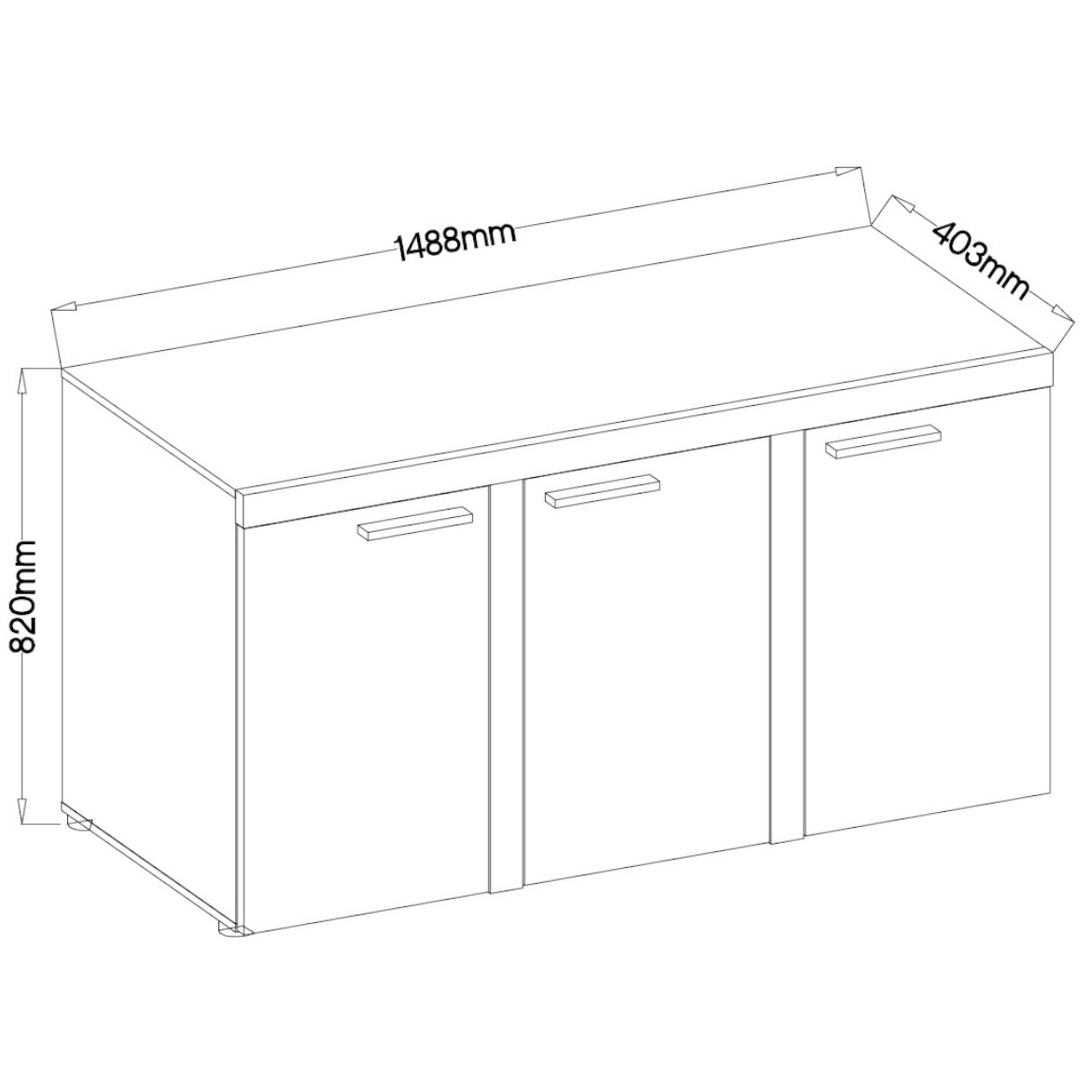 Rumba komoda 3 vrata 149x40x82 tamni hrast/siva