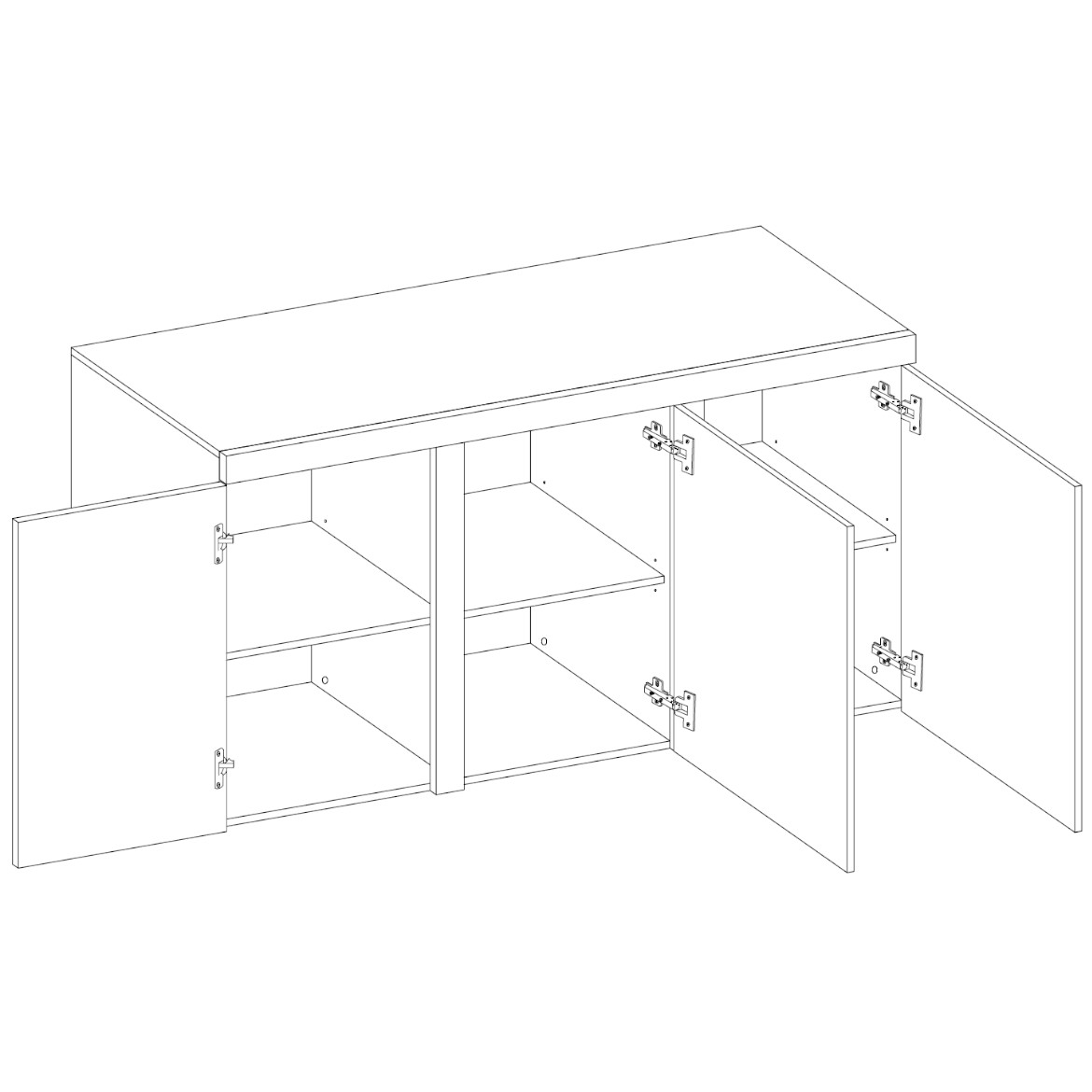 Rumba komoda 3 vrata 149x40x82 tamni hrast/siva