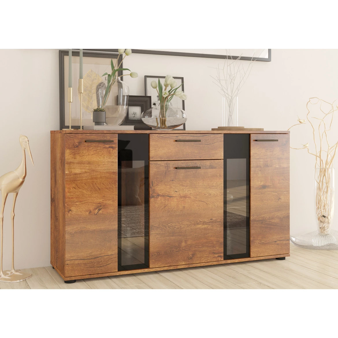 Salsa komoda 3 vrata + 1 fioka 140x40x80  tamni hrast