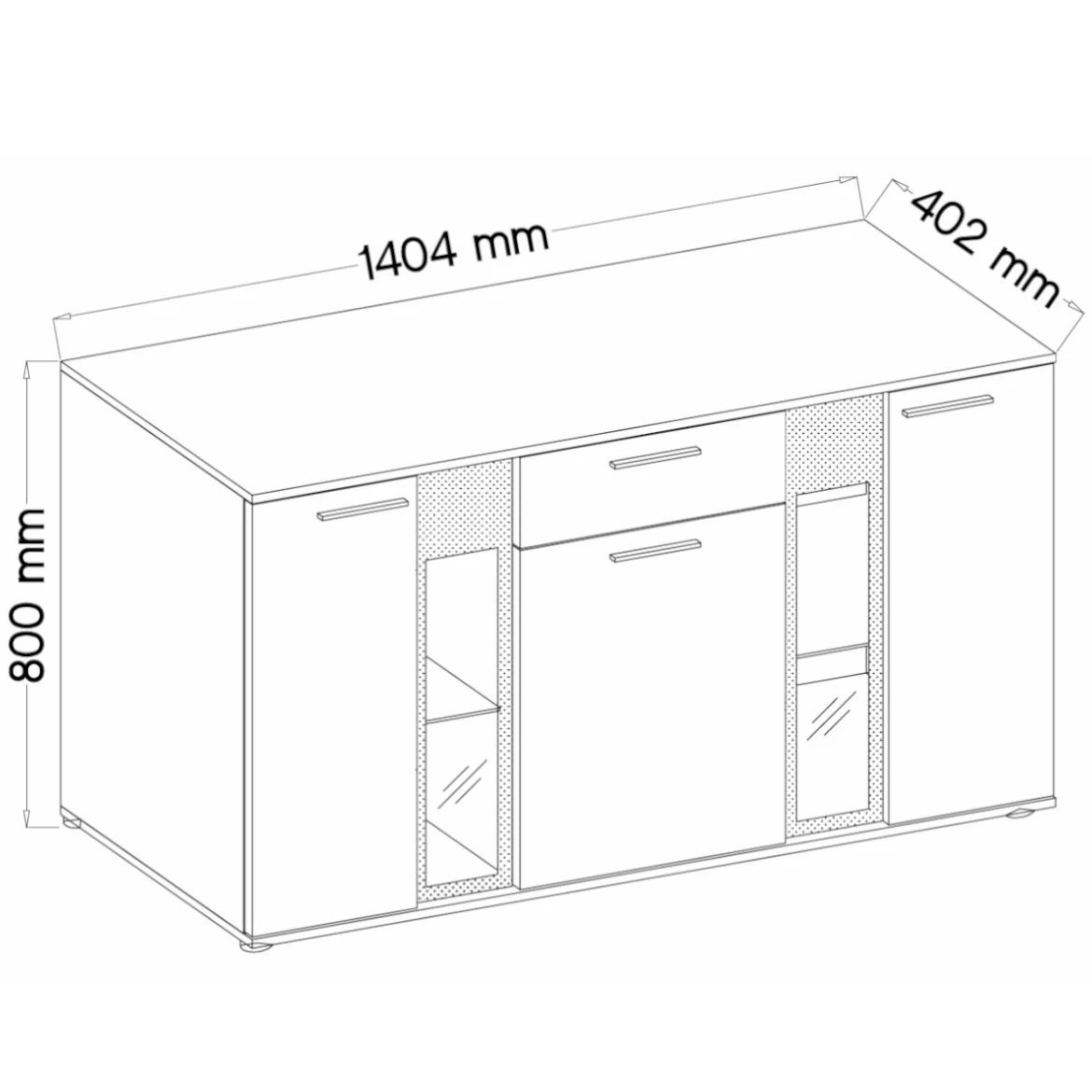 Salsa komoda 3 vrata + 1 fioka 140x40x80  tamni hrast