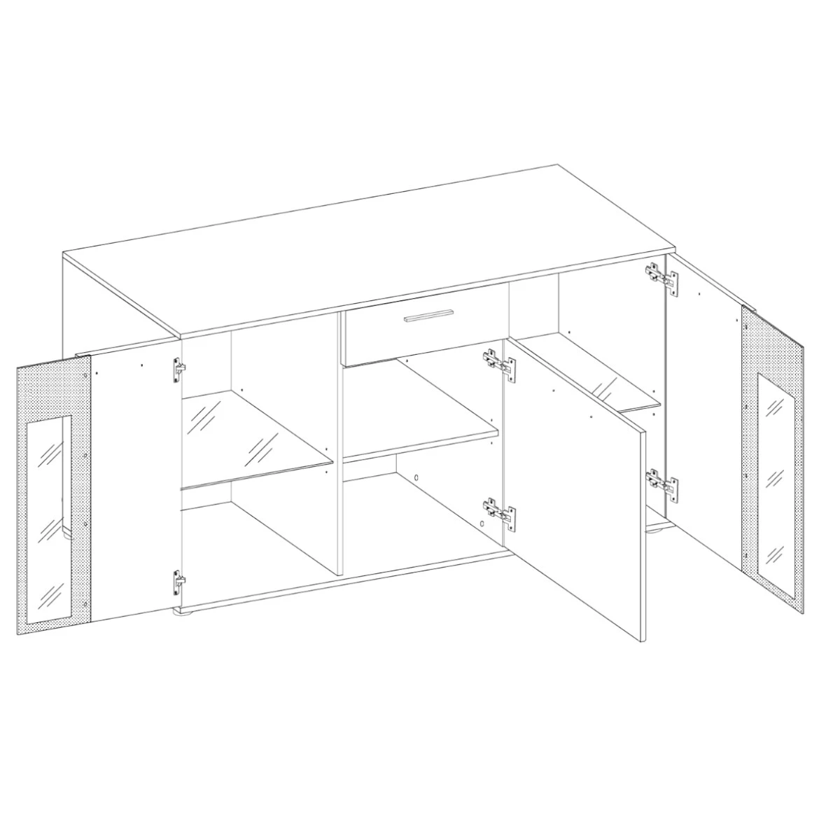 Salsa komoda 3 vrata + 1 fioka 140x40x80  tamni hrast