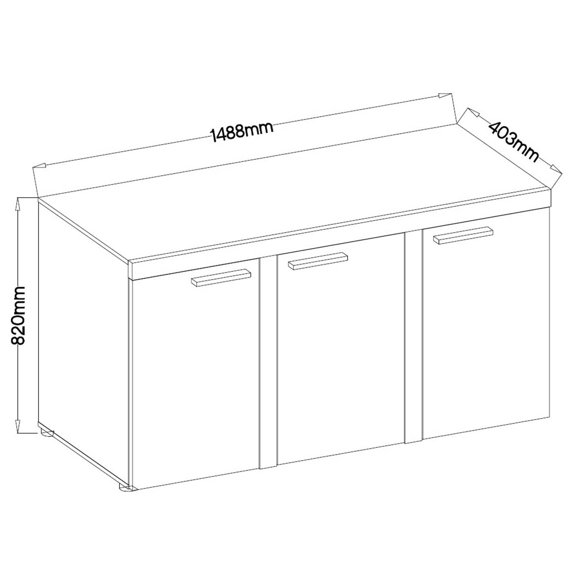 Rumba komoda 3 vrata 149x40x82 natur (sonoma hrast)