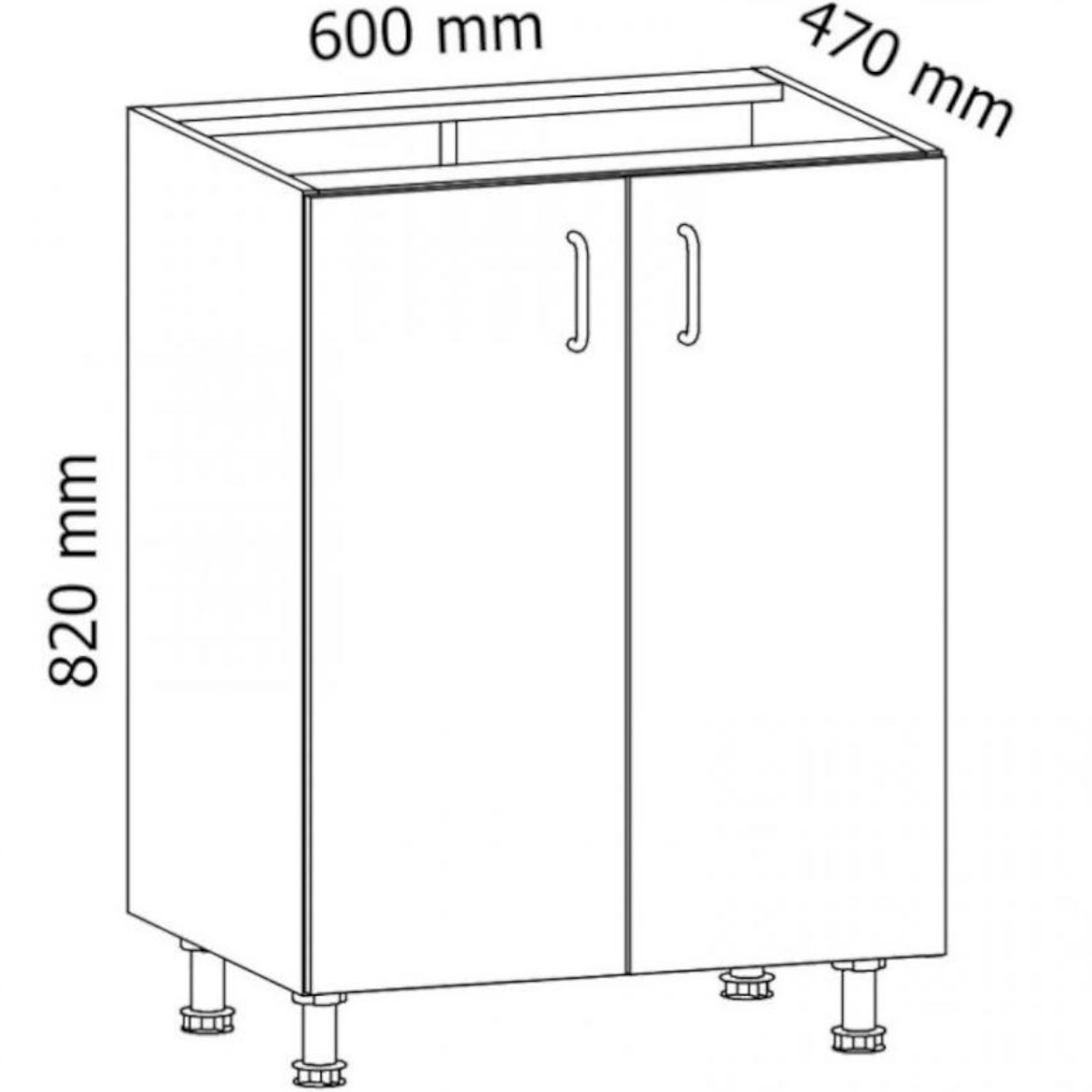 Kuhinjski element Linea D60 siva
