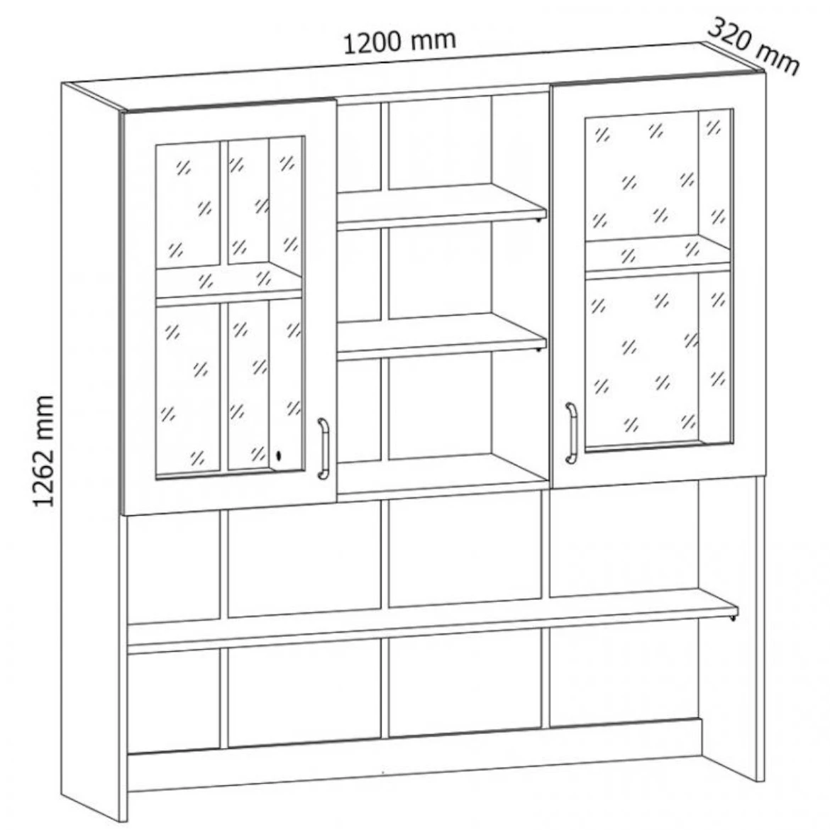 Provansa K120 kuhinjski element 2 vrata + police 120x32x126,20 cm bijela