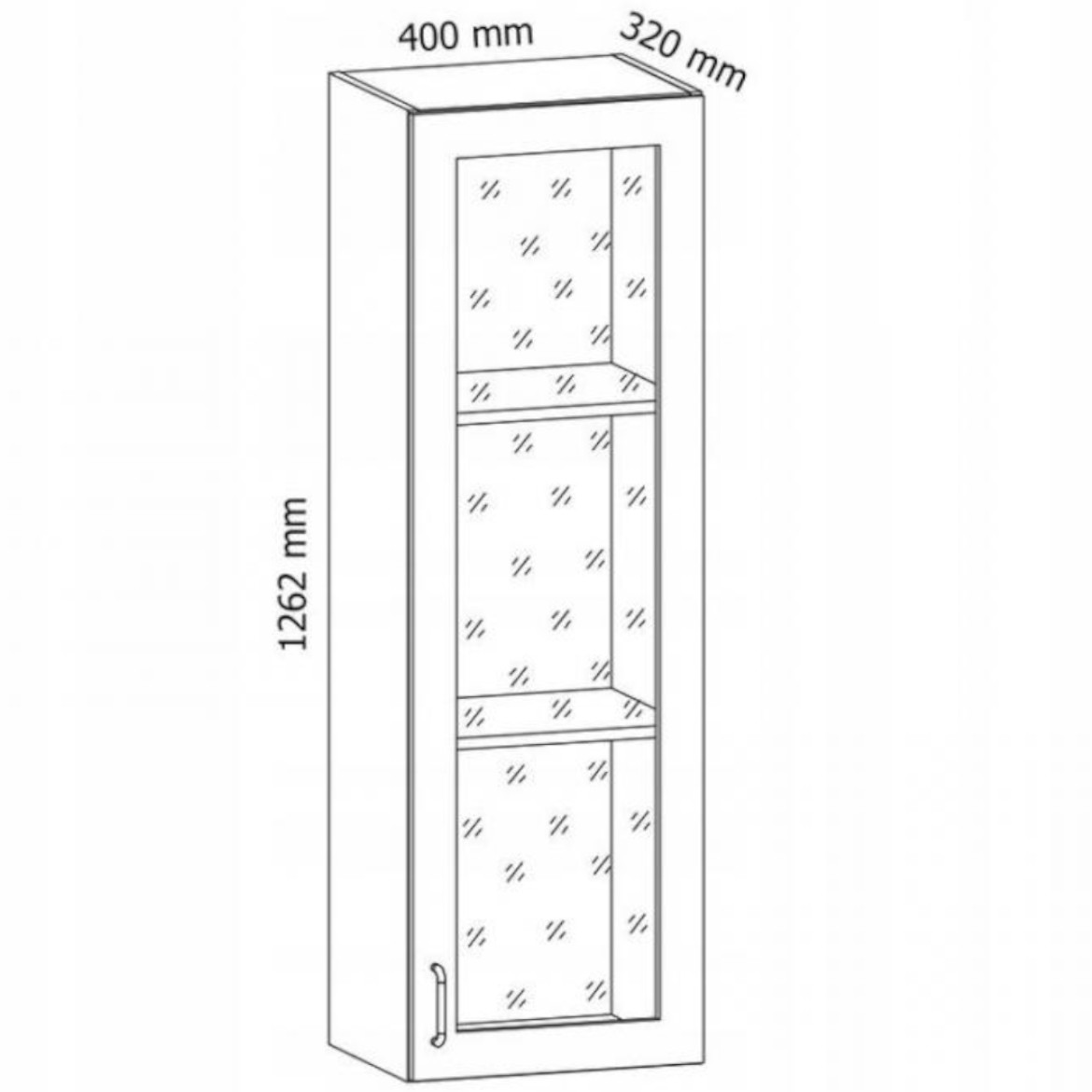 Provansa W40S kuhinjski element/staklo 1 vrata 40x32x126,2 cm bijela