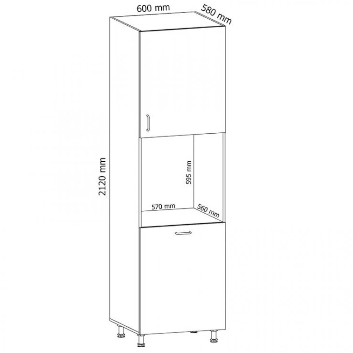 Provansa D60P kuhinjski element 1 vrata + 1 ladica 58x60x213 cm bijela
