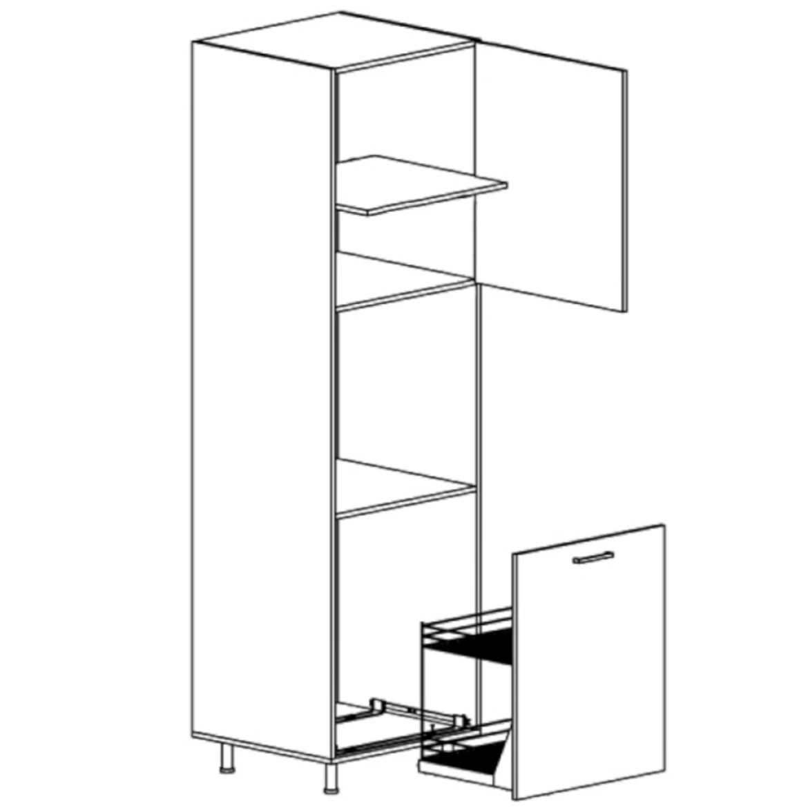 Provansa D60P kuhinjski element 1 vrata + 1 ladica 58x60x213 cm bijela