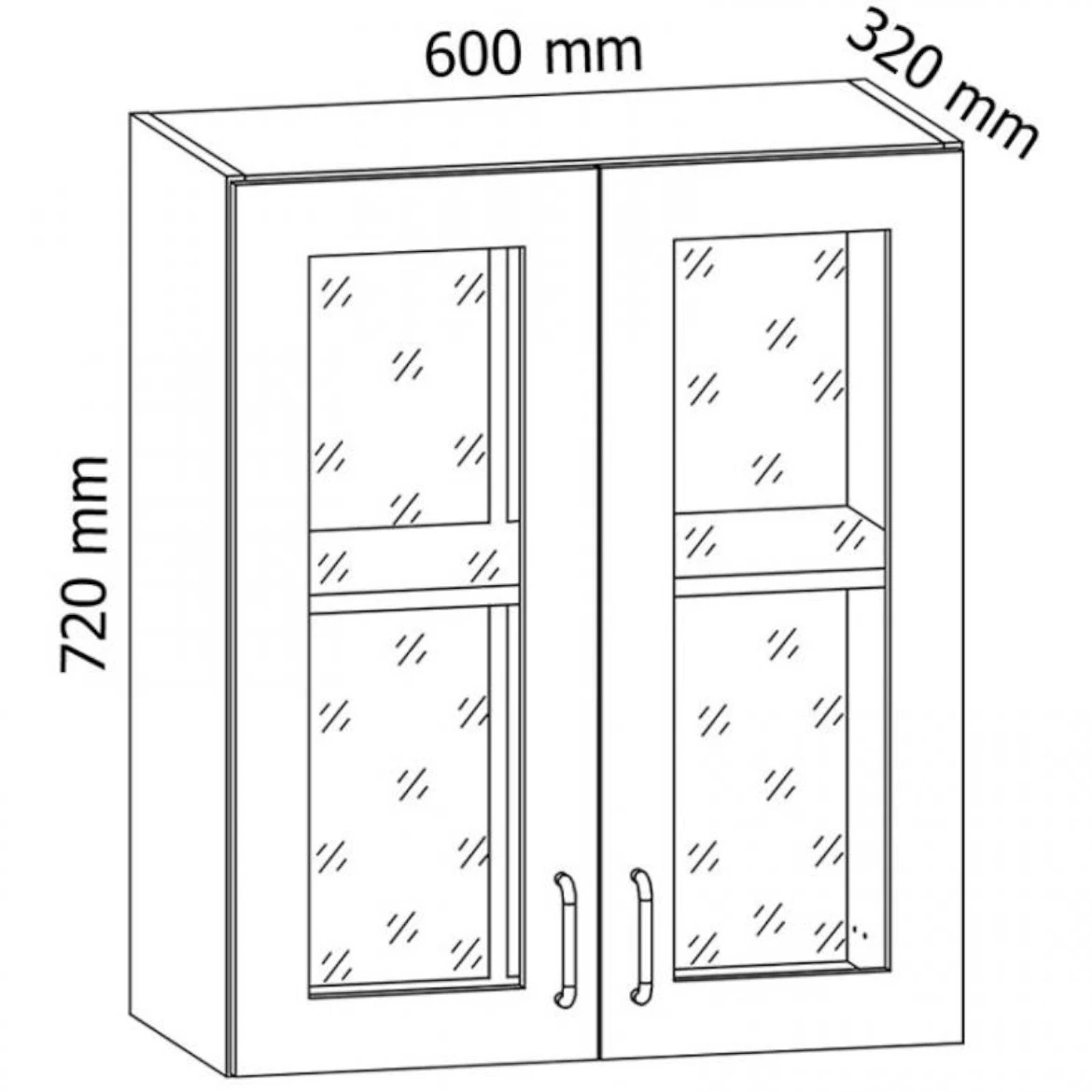 Provansa G60S kuhinjski element/staklo 2 vrata 32x60x72 cm bijela