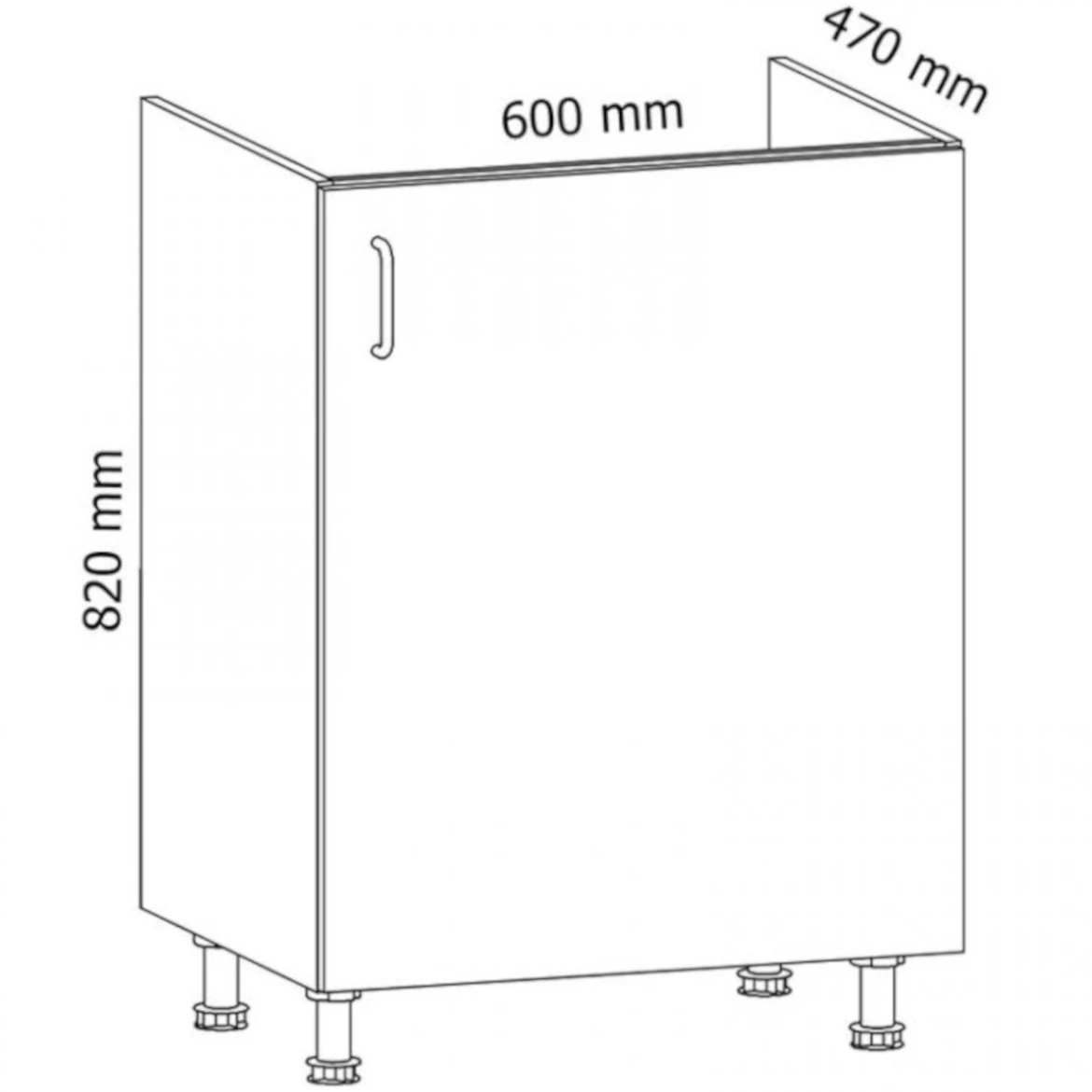 Provansa D60ZP kuhinjski element 1 vrata 58x60x212 cm bijela