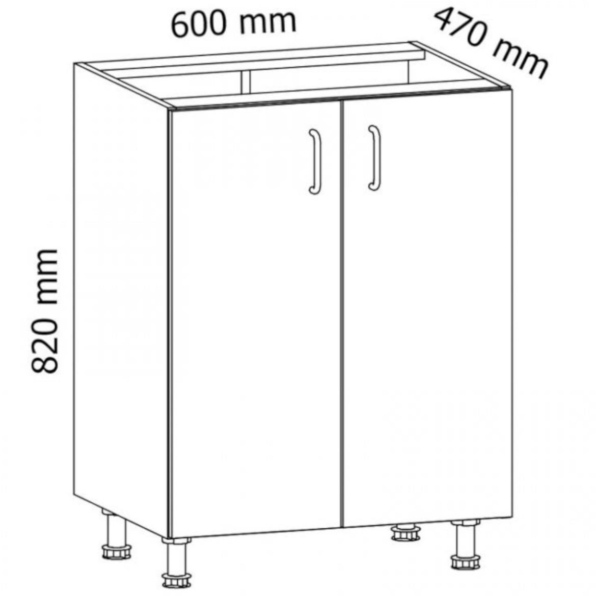 Provansa D60 kuhinjski element 2 vrata 60x45x82 cm bijela
