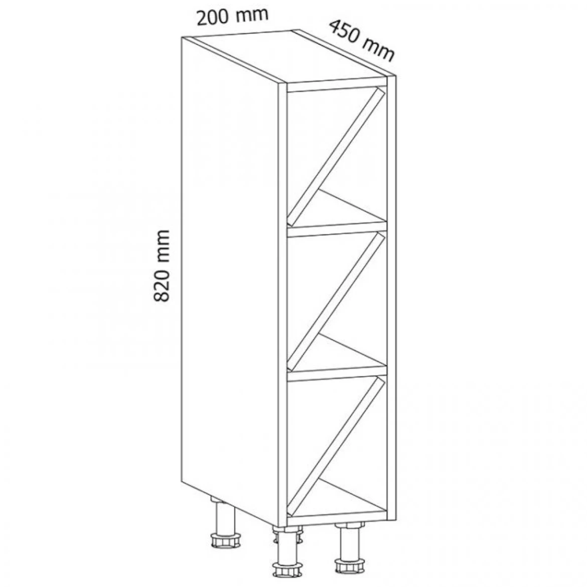 Provansa D20W kuhinjski element 3 police 45x20x82 cm bijela