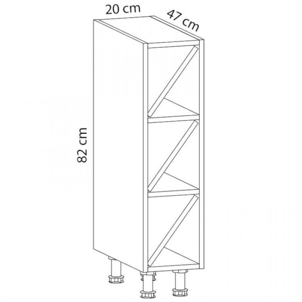 Gardena D20W kuhinjski element 20x47x82 cm siva/bela