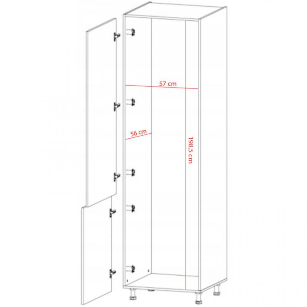 Gardena D60ZL kuhinjski element 2 vrata 60x56x212 cm siva/bela