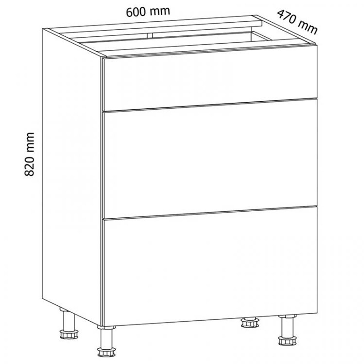 Gardena D60S3 kuhinjski element 3 fioke sivo/beli
