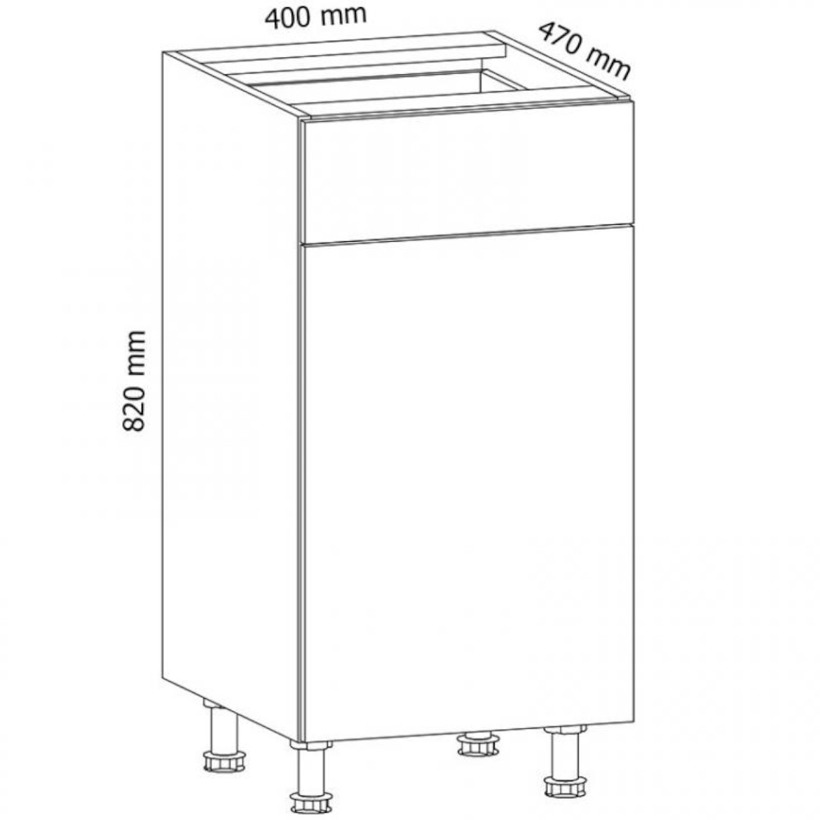Gardena D40S1kuhinjski element 1 vrata 1 fioka 40x45x82 cm siva/bela