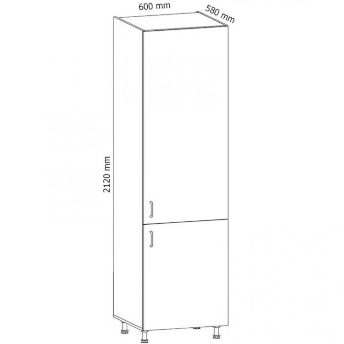 Linea D60R kuhinjski element 2 vrata 60x56x212 cm siva/bela