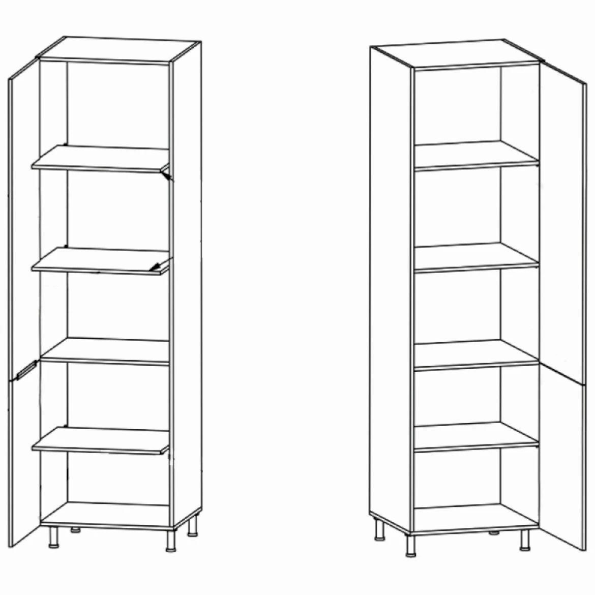 Linea D60R kuhinjski element 2 vrata 60x56x212 cm siva/bela