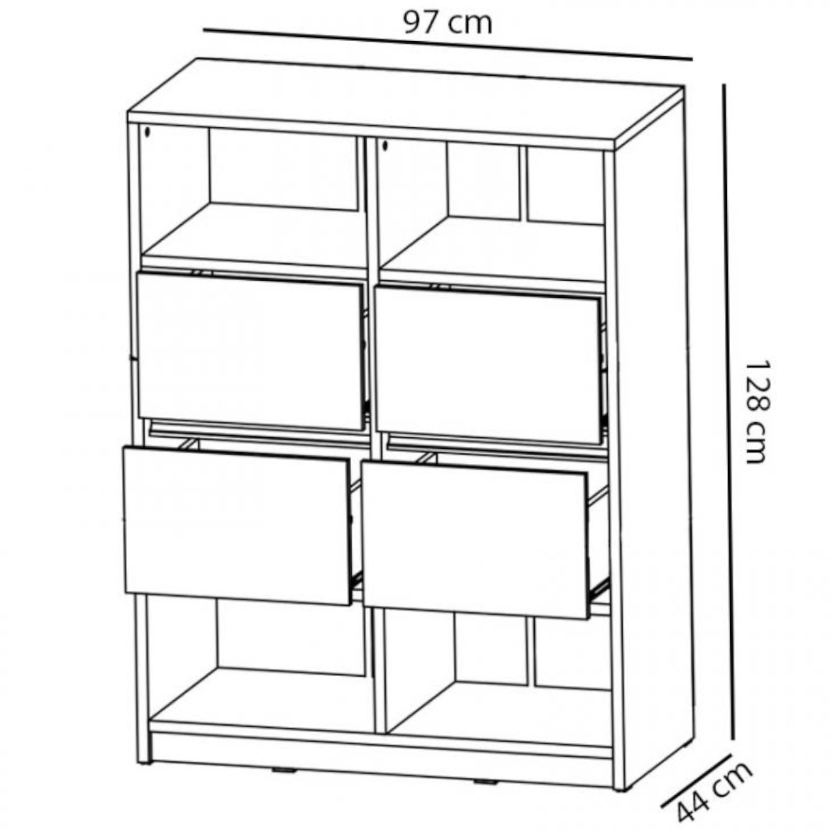 Mati polica 4 fioke + 4 otvora 97x44x128 bela/siva