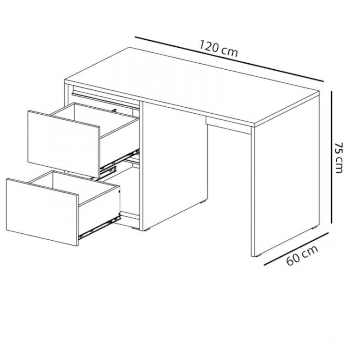 Mati radni stol 2 ladice 120x60x75 cm bijelo/sivi