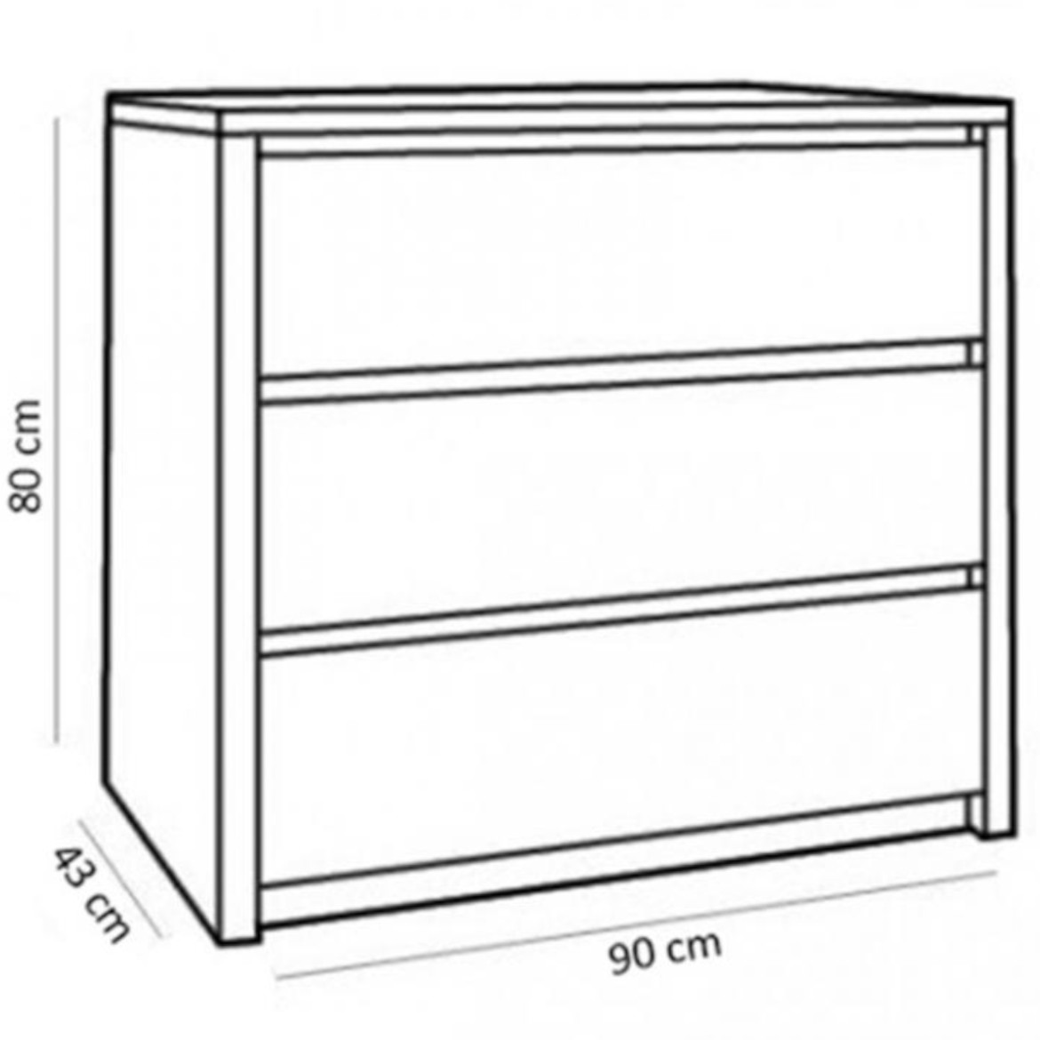 Montana komoda 3 fioke 90x43x80 tamni hrast