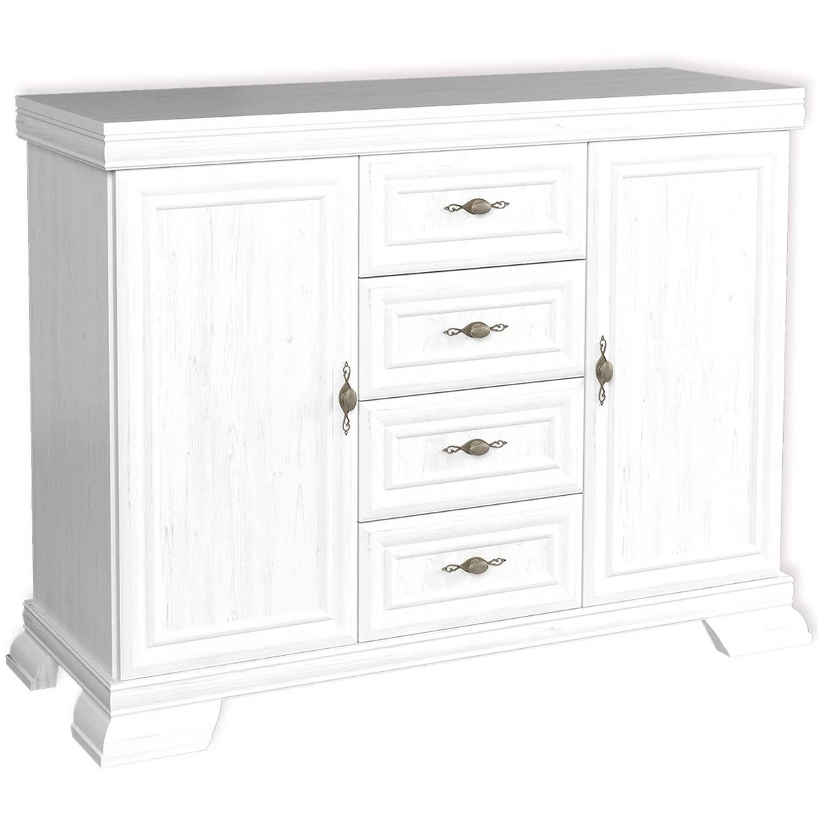 Kora komoda 2 vrata+4 ladice 128x46x97  bijela