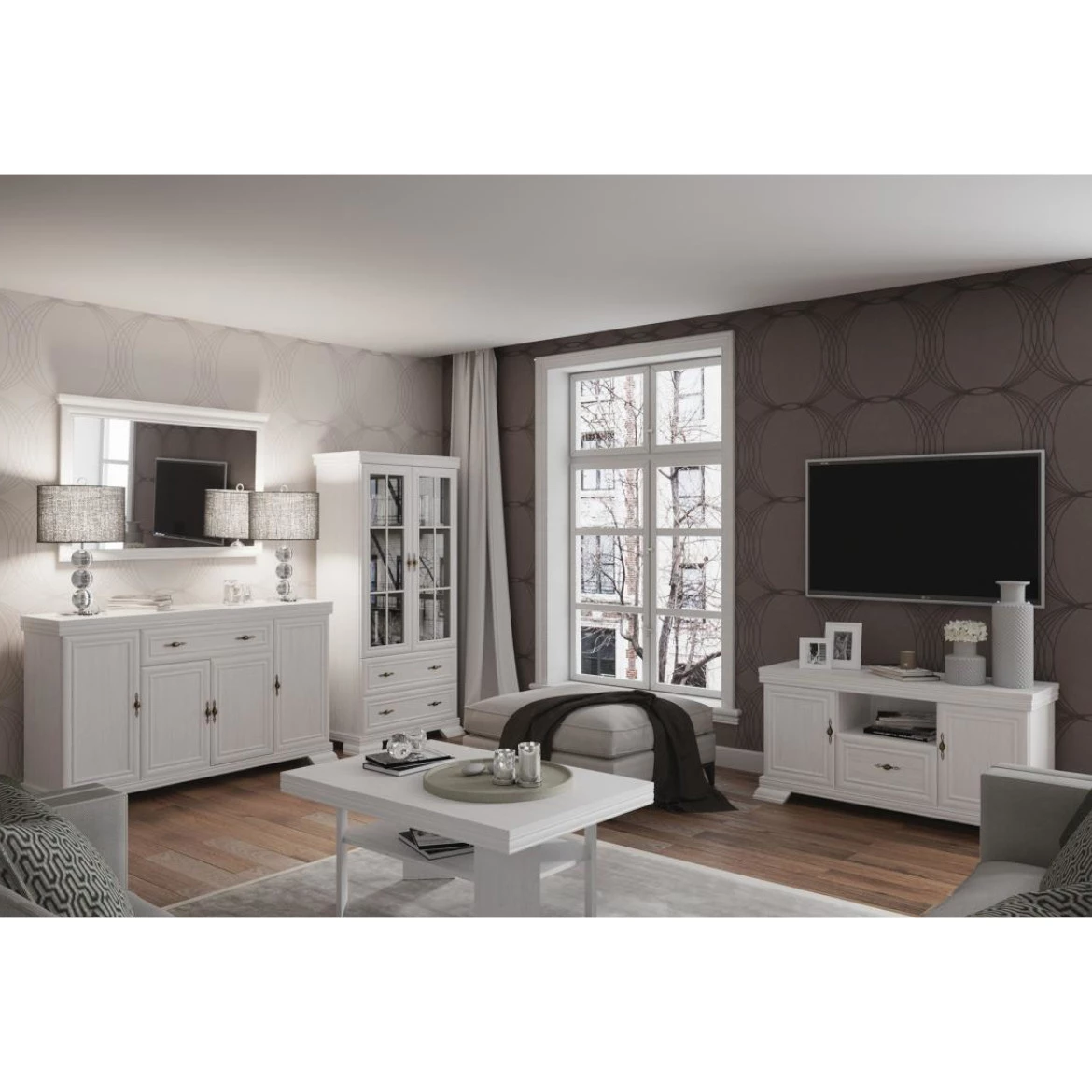 Kora komoda 2 vrata+4 ladice 128x46x97  bijela