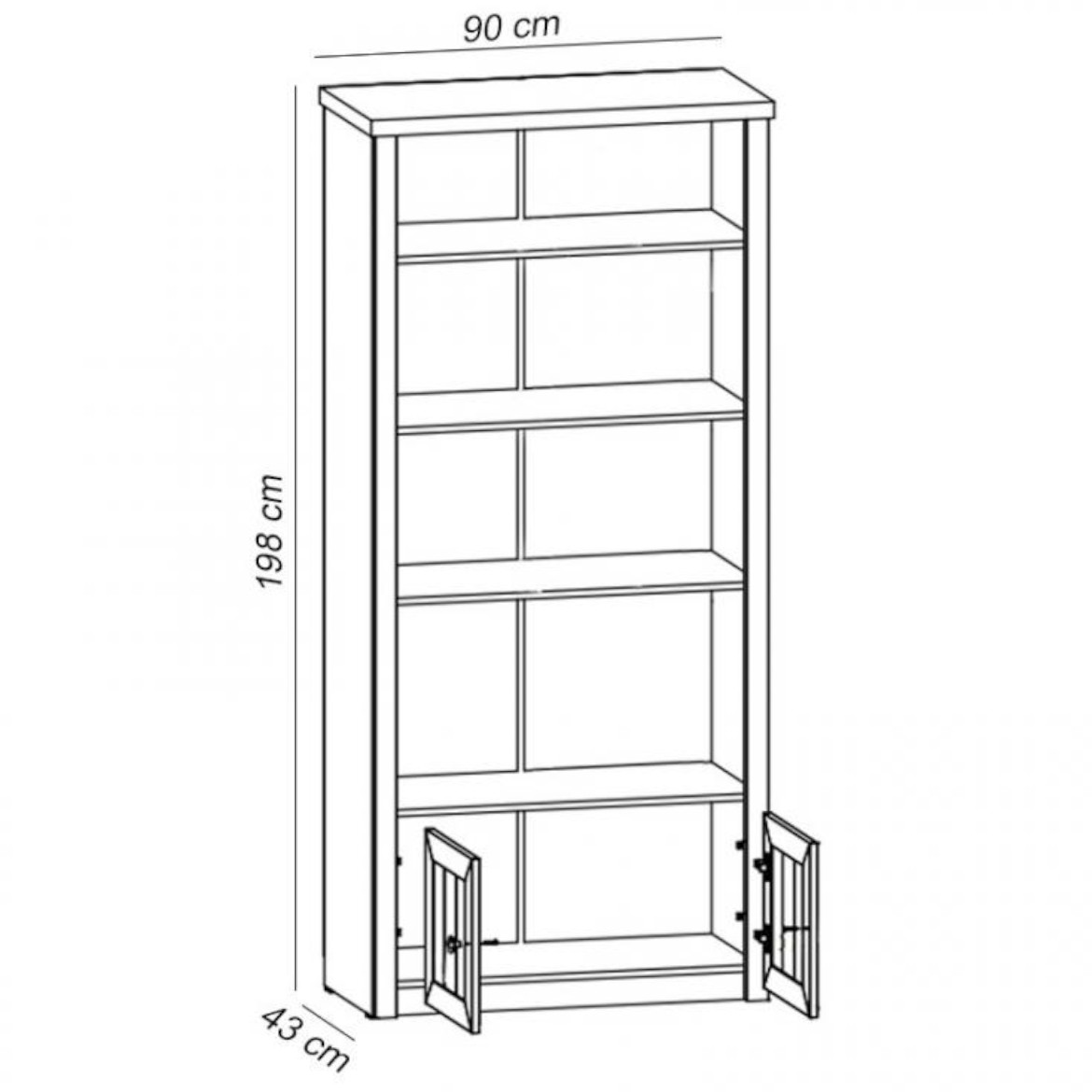 Provence polica 2 vrata+4 otvora 90x43x198  bela/tamni hrast