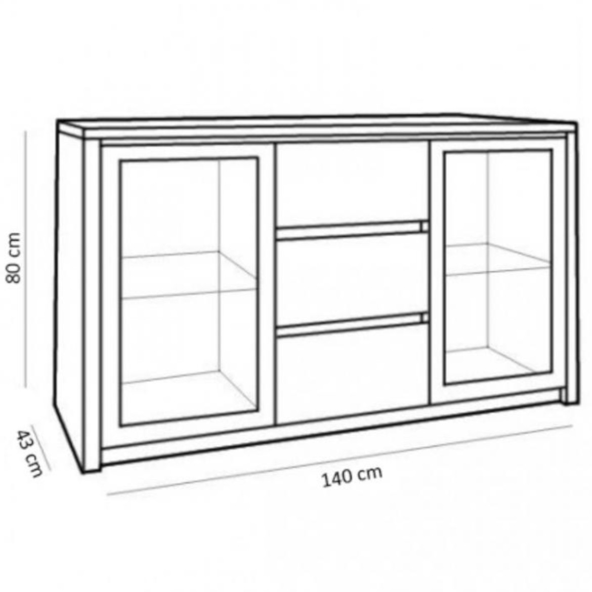 Montana komoda 2 vrata + 3 fioke 140x43x80 tamni hrast