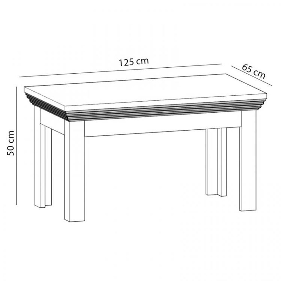 Royal stolic 125x65x50 izbjeljena bijela/hrast