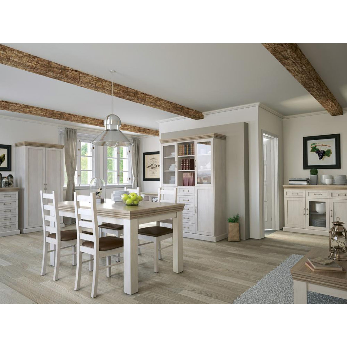 Royal miza 90x60x50 cm beljena bela / hrast