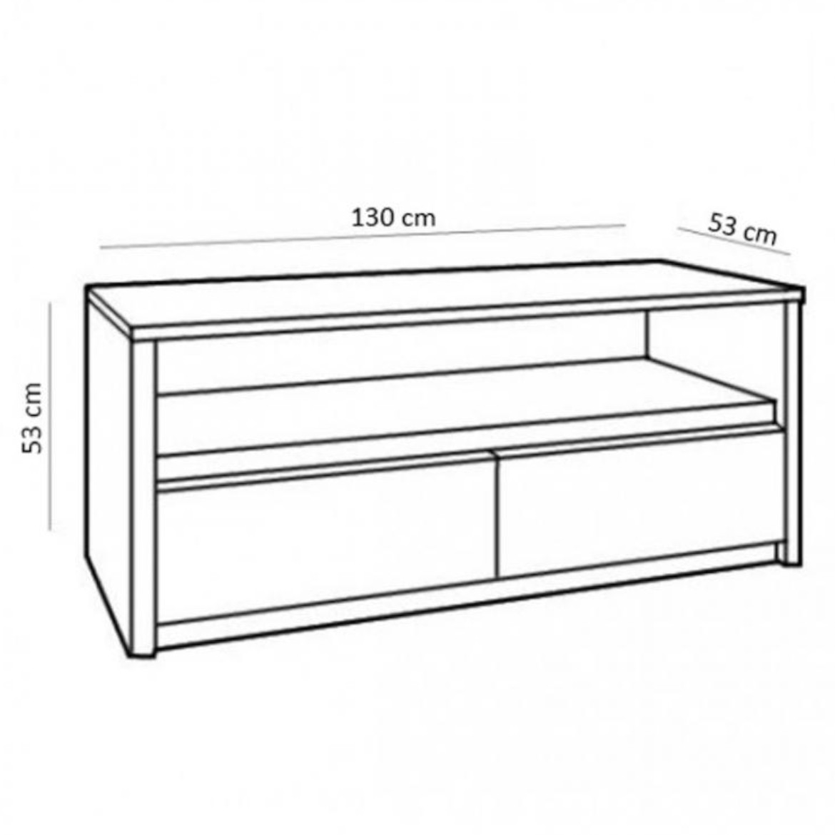 Montana TV komoda 2 fioke + 1 otvor 130x53x53 cm sivi hrast