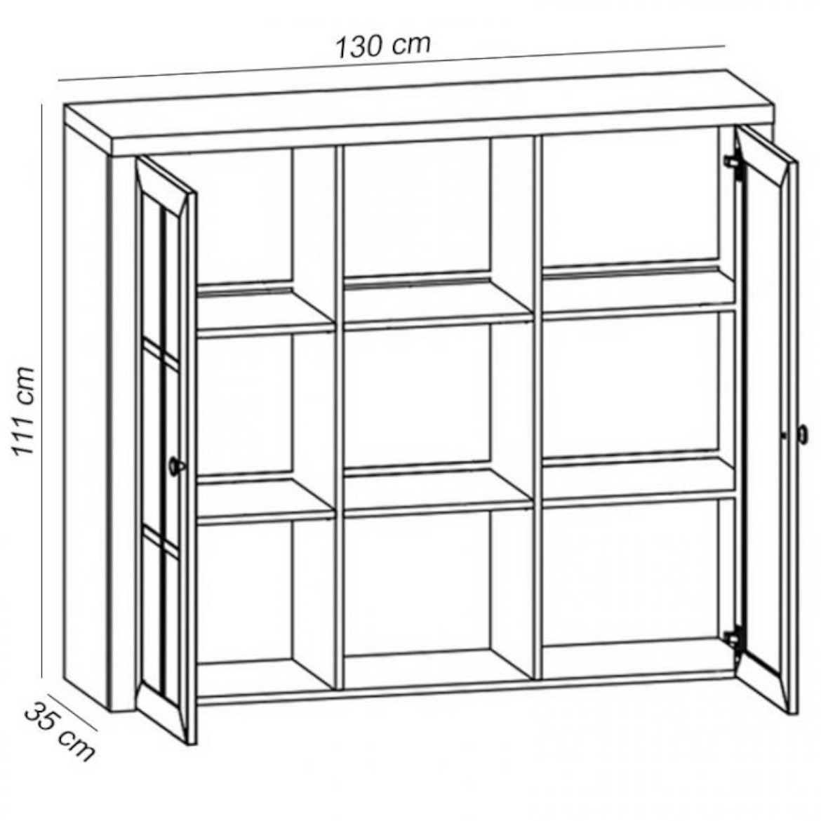 Provence nadogradnja za komodu 2 vrata+3 otvora 130x35x111 cm bela/tamni hrast