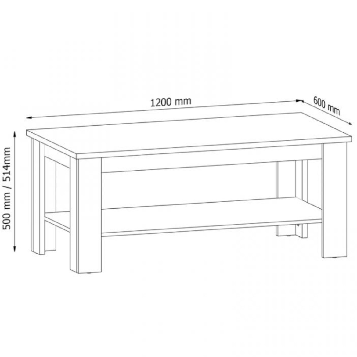 Provence klub sto 1 polica 120x60x50 zeleni