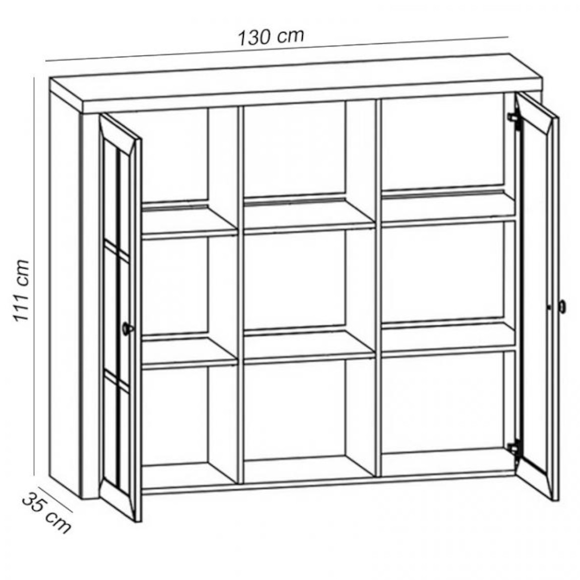 Provence vitrina 2 vrata+3 police 130x35x111  siva