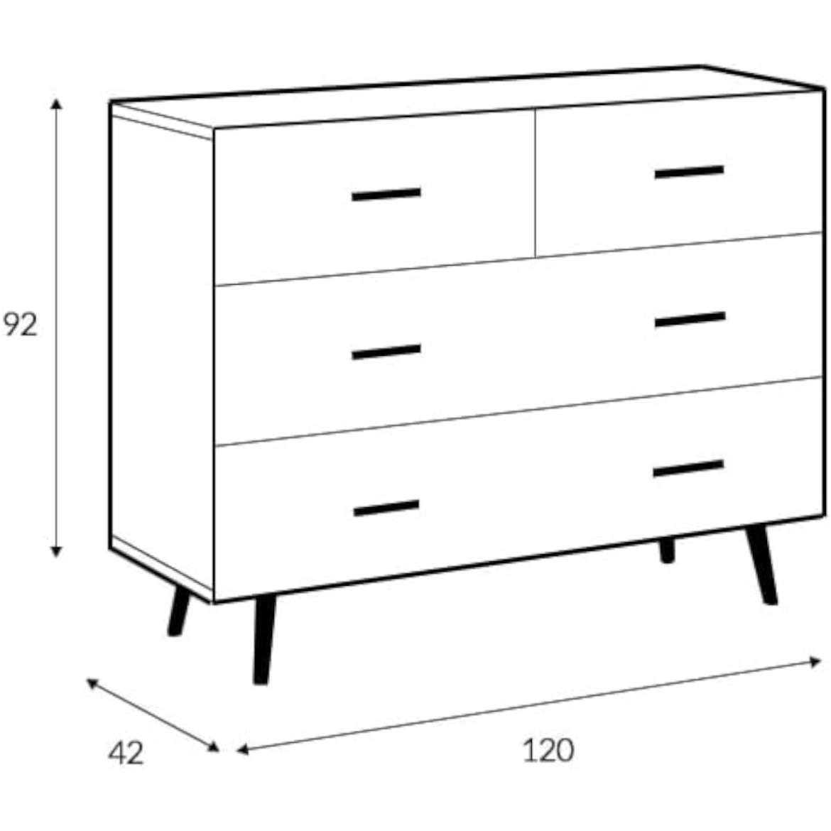 Brillo komoda 2+2 fioke 120x42x92 bela/siva visoki sjaj